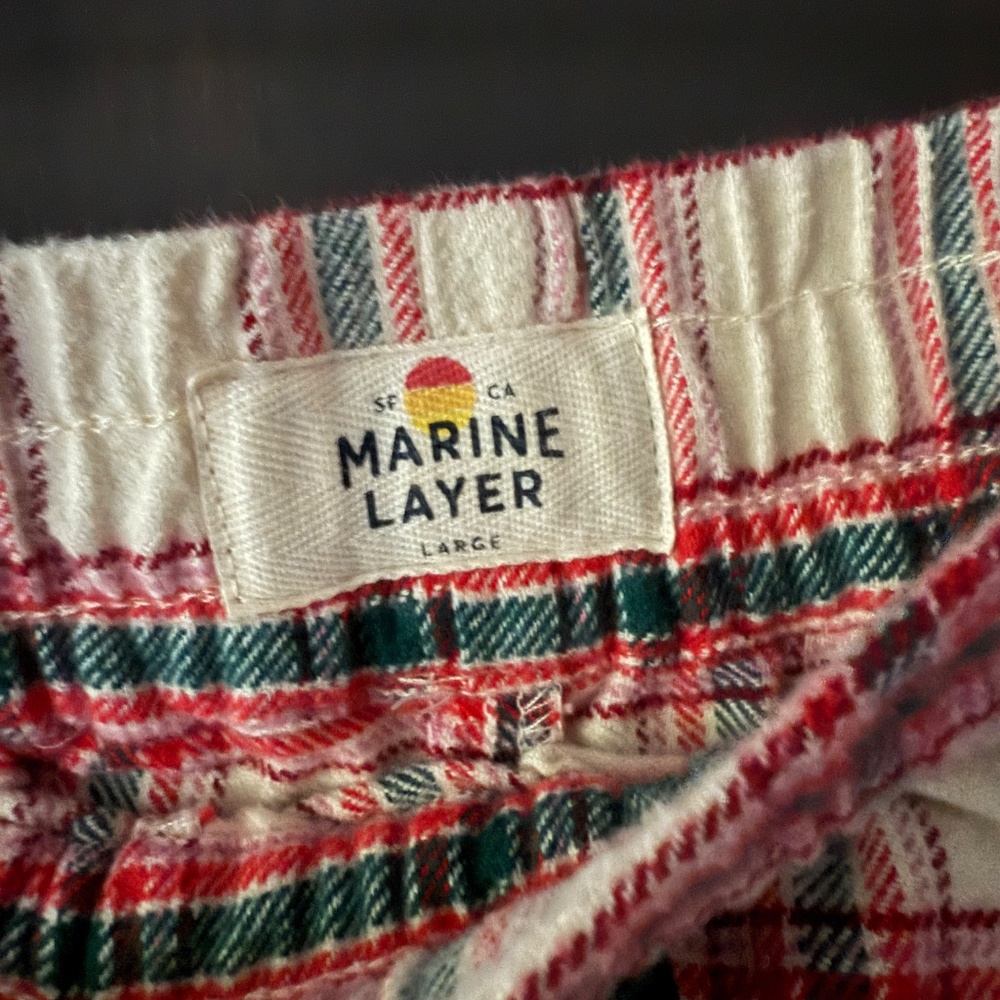 Marine Layer Cotton Plaid Lounge/Pajama Pants with Drawstring womens Sz L - Picture 3 of 6